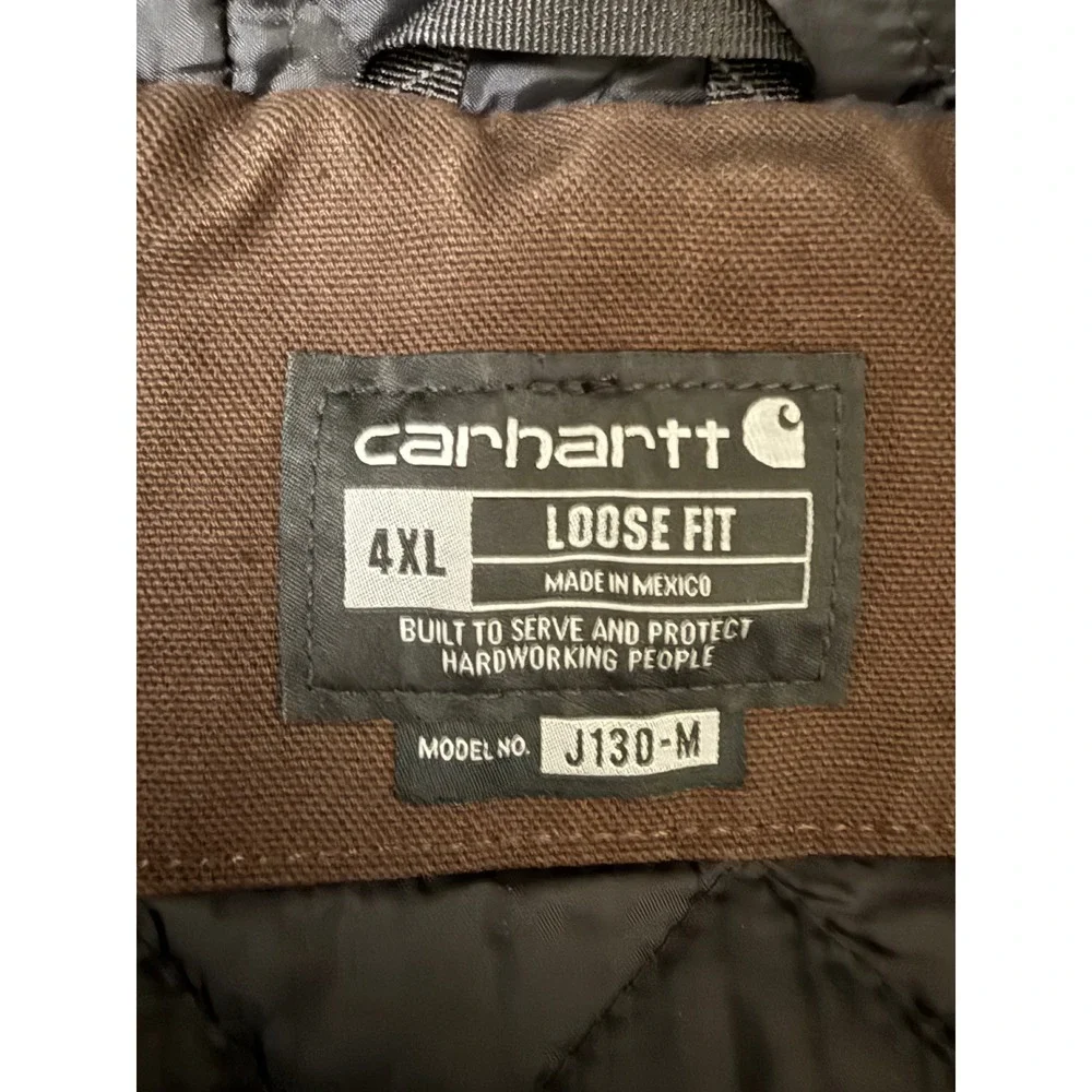 Carhartt J130-M Brown Duck Canvas Active Jacket Loose Fit Mens 4XL Quilt Lined